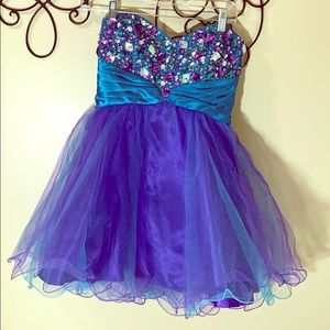 Short purple and blue dress